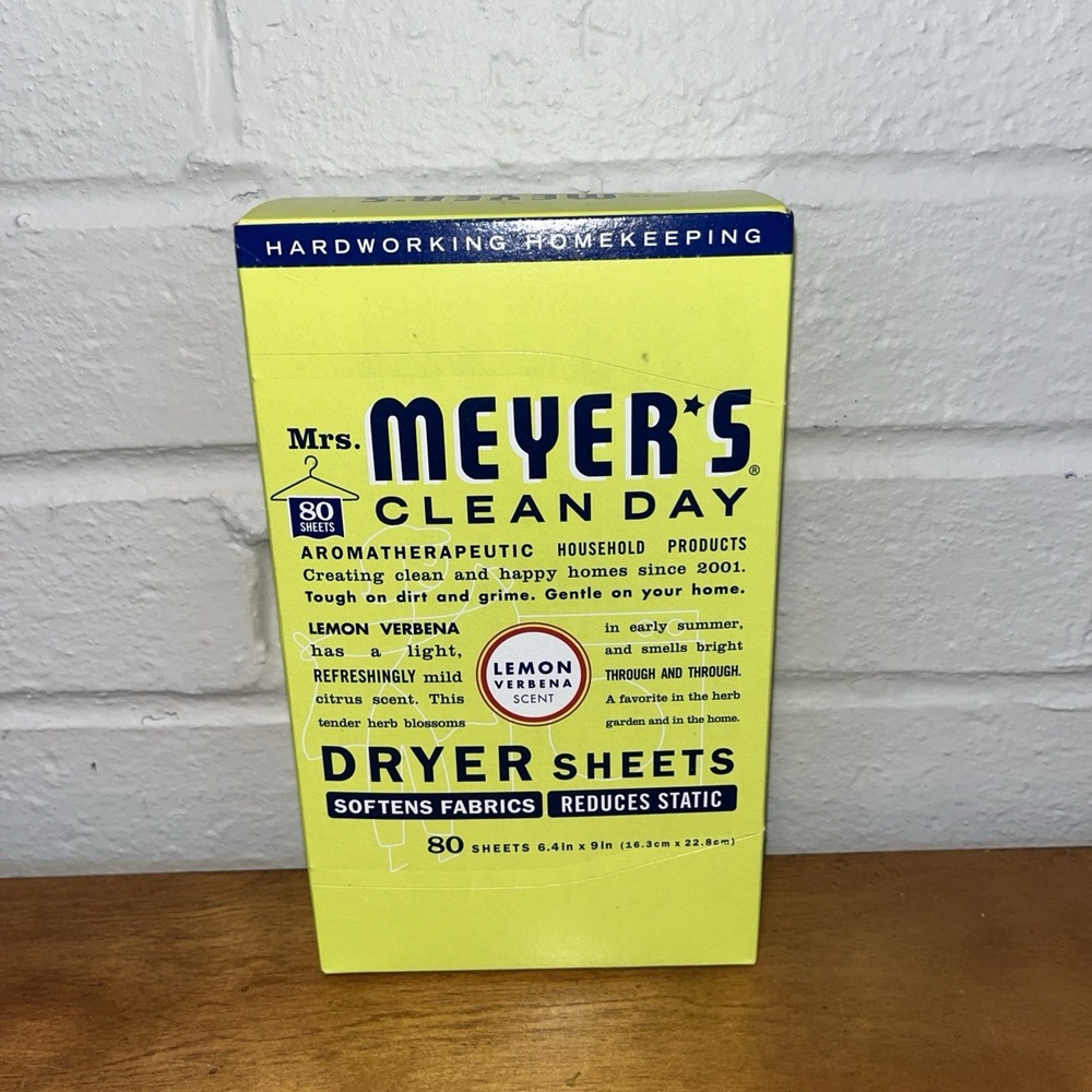 Mrs. Meyer's Clean Day Dryer Sheets Lemon Verbena 80 Paper Sheets NEW